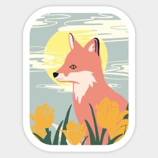 Day Fox and Flowers Sticker